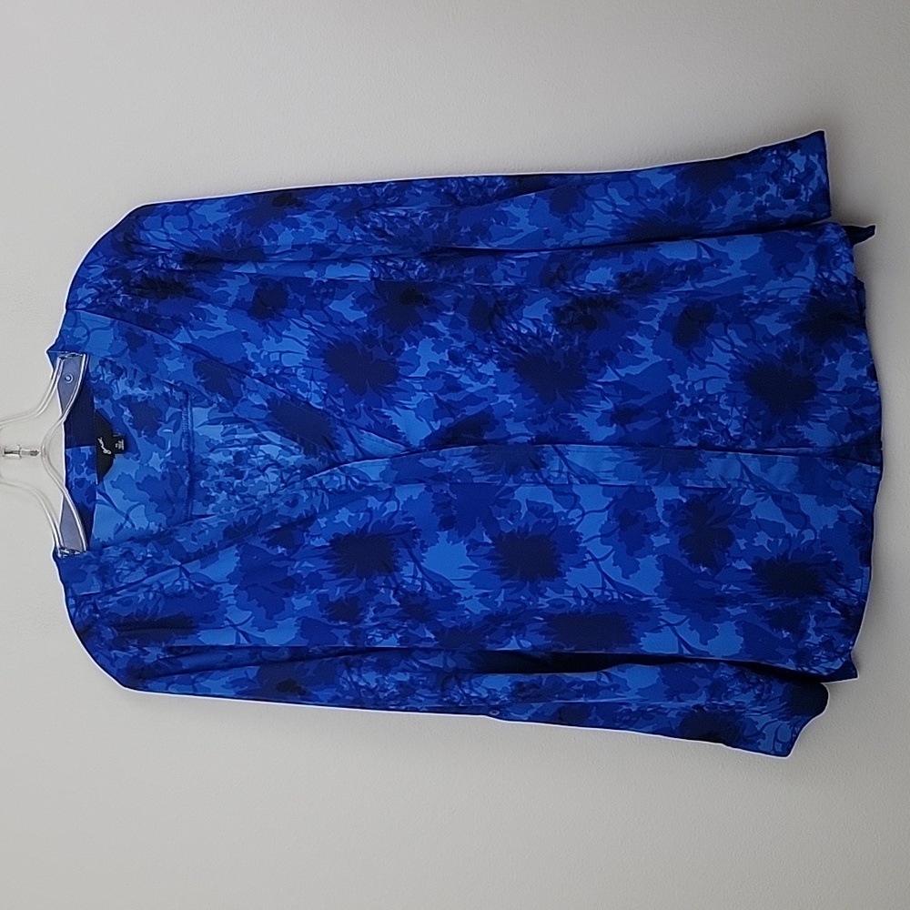 GNW Blue & Black Artsy Print Tab Sleeves Top XL